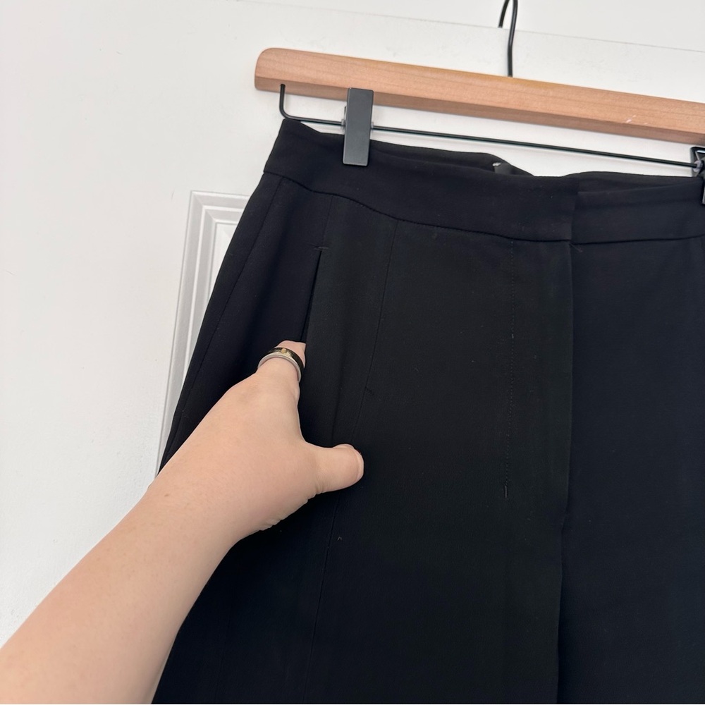 Babaton 1-01 (6) Black High Waist Straight Leg Trouser Pants - Zipper Hem Legs - Picture 6 of 9